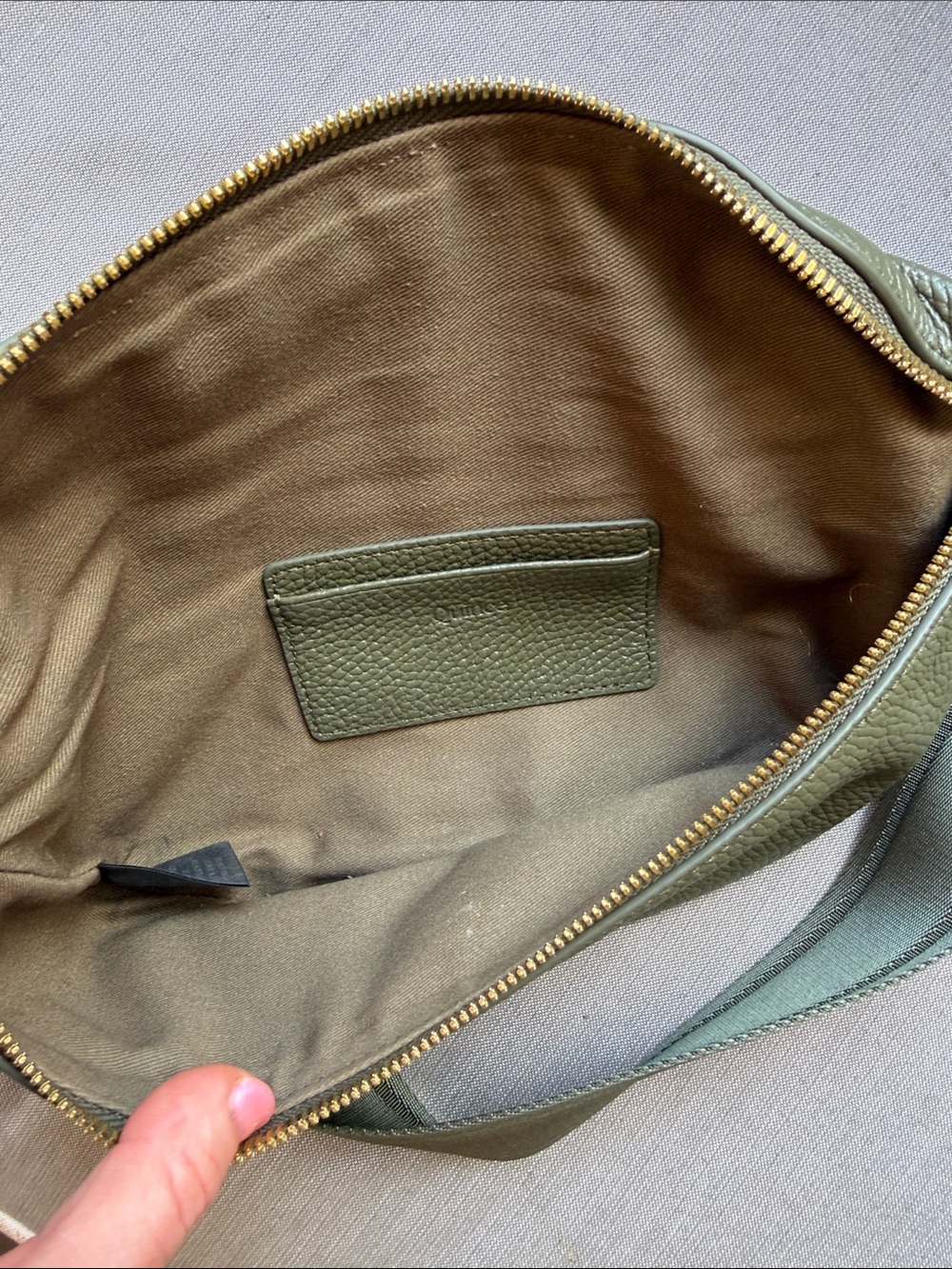 QUINCE Quinn Sling Bag, Olive Leather - Picture 9 of 9